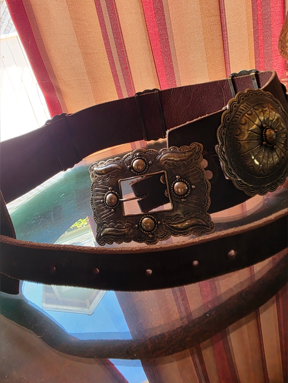 NWT Rodeo Quincy Marvel Western Brown Leather Belt Silver Conchos Large 41 - Picture 7 of 7